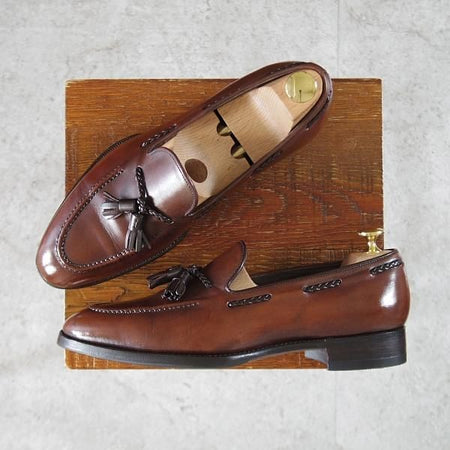 極上★三陽山長 SIZE 6.5【現行定価￥94,600-★鹿三郎/タッセルローファー】R2010ラスト/カーフ/濃茶/ROKUSABURO/Sanyo Yamacho★k769