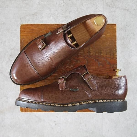 美品★パラブーツ SIZE 7.5【定価￥96,800-★ウィリアム/WILLIAM】マルシェソール/ダブルモンク/EBENE/濃茶/メンズ/Paraboot★k776