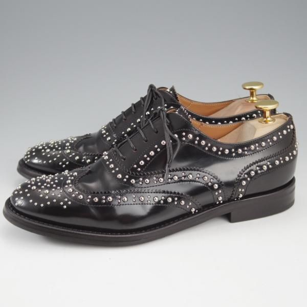極美品★チャーチ(レディース) SIZE 38【定価￥192,500-★BURWOOD MET/スタッズ】バーウッド/フルブローグ/黒/Church's★k784