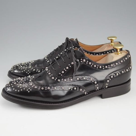 極美品★チャーチ(レディース) SIZE 38【定価￥192,500-★BURWOOD MET/スタッズ】バーウッド/フルブローグ/黒/Church's★k784