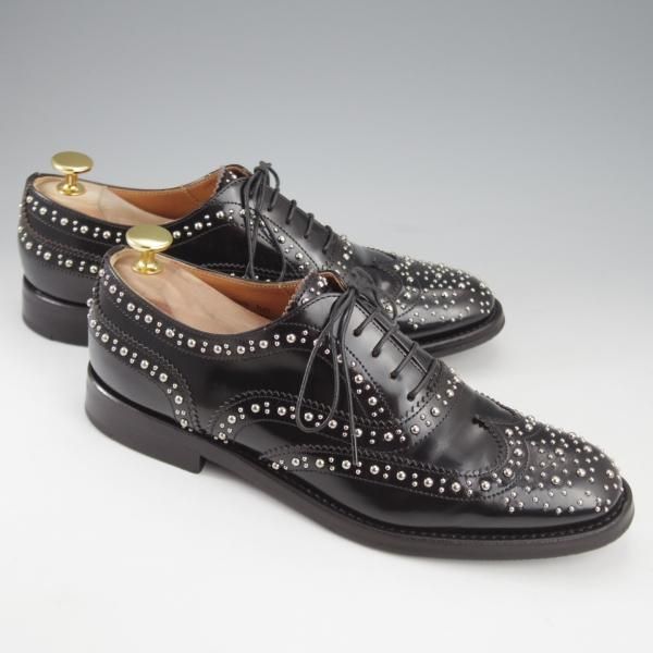 極美品★チャーチ(レディース) SIZE 38【定価￥192,500-★BURWOOD MET/スタッズ】バーウッド/フルブローグ/黒/Church's★k784