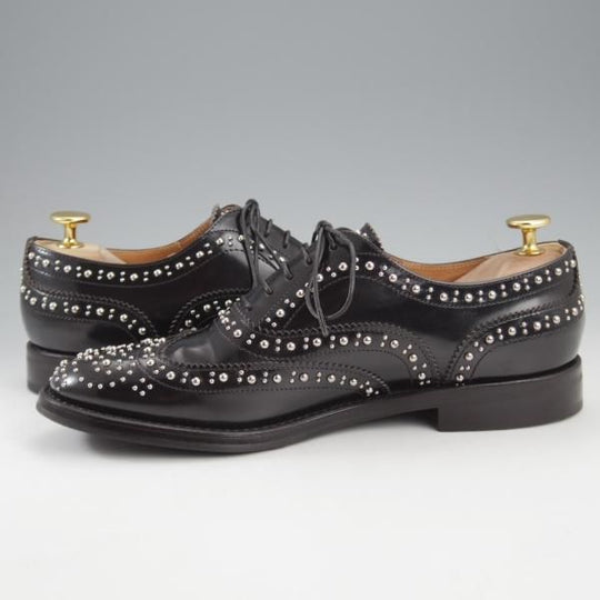 極美品★チャーチ(レディース) SIZE 38【定価￥192,500-★BURWOOD MET/スタッズ】バーウッド/フルブローグ/黒/Church's★k784