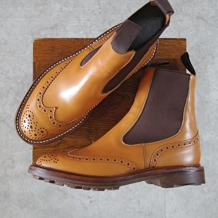 未使用★トリッカーズ SIZE 6【定価￥132,000-★エイコンアンティーク/2754/LINGMELL】サイドゴアブーツ/カーフ/薄茶/Tricker's★k793