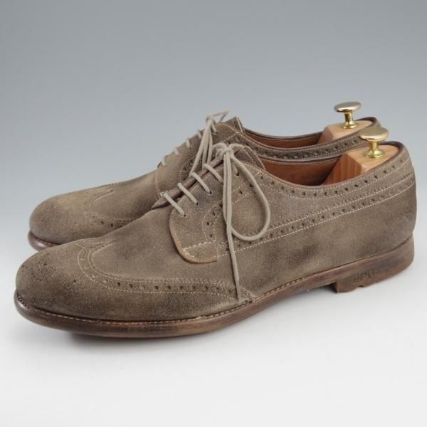 極上★チャーチ SIZE 8【貴重★ヴィンテージ加工/GRAFTON/グラフトン】フルブローグ/スエード/薄茶/メンズ/Church's★k795