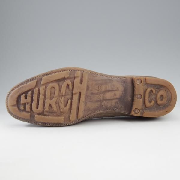 極上★チャーチ SIZE 8【貴重★ヴィンテージ加工/GRAFTON/グラフトン】フルブローグ/スエード/薄茶/メンズ/Church's★k795