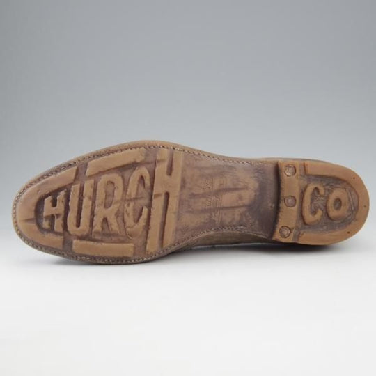 極上★チャーチ SIZE 8【貴重★ヴィンテージ加工/GRAFTON/グラフトン】フルブローグ/スエード/薄茶/メンズ/Church's★k795