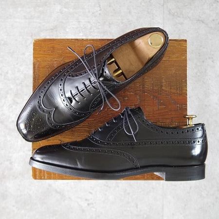 極美品★(英)グレンソン 7.5E【最上級★マスターピース/(英)New&Lingwood別注】ニュー&リングウッド/フルブローグ/黒/GRENSON★k796