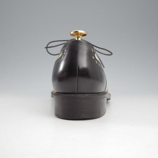 ★平和堂靴店 SIZE 25.5【小笠原シューズ製★ハンドソーンウェルテッド製法/スペクテイターシューズ】フルブローグ/黒×白/メンズ★k799