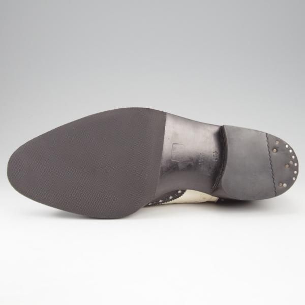 ★平和堂靴店 SIZE 25.5【小笠原シューズ製★ハンドソーンウェルテッド製法/スペクテイターシューズ】フルブローグ/黒×白/メンズ★k799