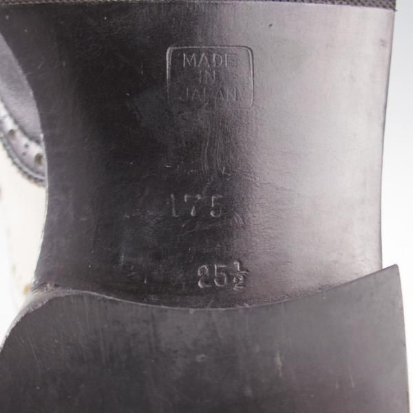 ★平和堂靴店 SIZE 25.5【小笠原シューズ製★ハンドソーンウェルテッド製法/スペクテイターシューズ】フルブローグ/黒×白/メンズ★k799