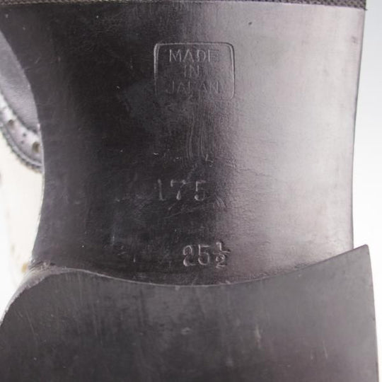 ★平和堂靴店 SIZE 25.5【小笠原シューズ製★ハンドソーンウェルテッド製法/スペクテイターシューズ】フルブローグ/黒×白/メンズ★k799