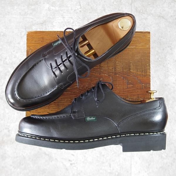 極美品★パラブーツ SIZE 10【定価￥96,800-★シャンボード/CHAMBORD】リスレザー/TEXソール/Uチップ/黒/メンズ/Paraboot★k802