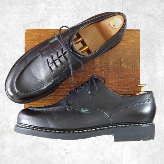 極美品★パラブーツ SIZE 10【定価￥96,800-★シャンボード/CHAMBORD】リスレザー/TEXソール/Uチップ/黒/メンズ/Paraboot★k802