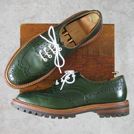 極美品★トリッカーズ SIZE 9【定価￥121,000-★BOURTON/バートン】M5633/カントリーシューズ/短靴/アニリンカーフ/緑/Tricker's★k803