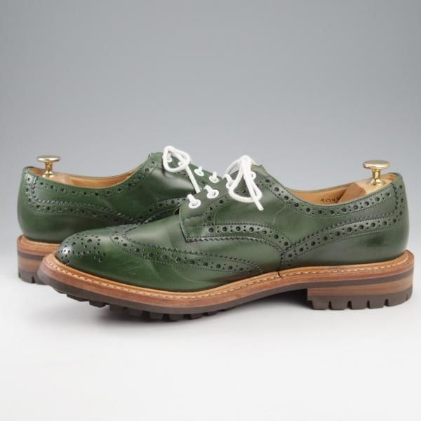極美品★トリッカーズ SIZE 9【定価￥121,000-★BOURTON/バートン】M5633/カントリーシューズ/短靴/アニリンカーフ/緑/Tricker's★k803