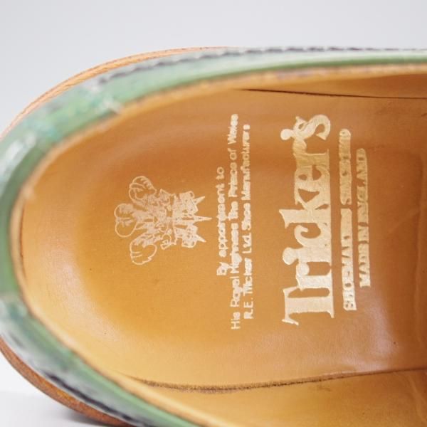 極美品★トリッカーズ SIZE 9【定価￥121,000-★BOURTON/バートン】M5633/カントリーシューズ/短靴/アニリンカーフ/緑/Tricker's★k803