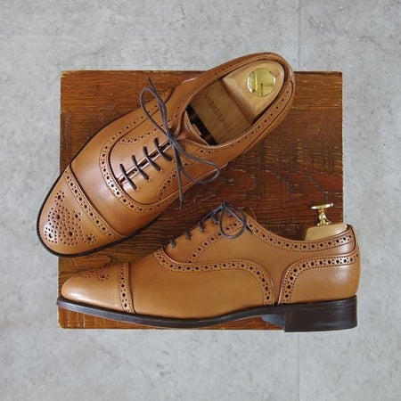 未使用★トリッカーズ SIZE 6【現行定価10万円以上★セミブローグ/m6461】カーフ/1001/BURNISHED/薄茶/メンズ/Tricker's★k805