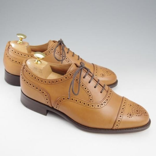 未使用★トリッカーズ SIZE 6【現行定価10万円以上★セミブローグ/m6461】カーフ/1001/BURNISHED/薄茶/メンズ/Tricker's★k805