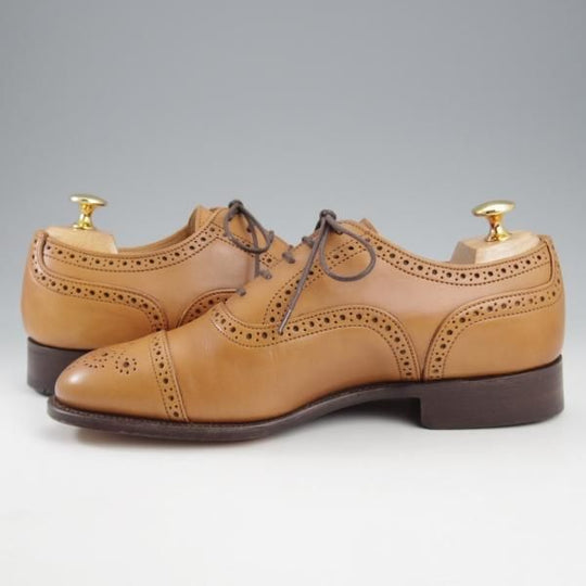 未使用★トリッカーズ SIZE 6【現行定価10万円以上★セミブローグ/m6461】カーフ/1001/BURNISHED/薄茶/メンズ/Tricker's★k805