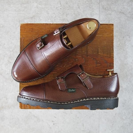 極美品★パラブーツ SIZE 5.5【定価￥96,800-★ウィリアム/WILLIAM】マルシェソール/ダブルモンク/EBENE/濃茶/メンズ/Paraboot★k807