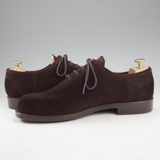 未使用★フットザコーチャー SIZE 27【定価￥49,500-★GERMAN HOLE-CUT/プレーントゥ】スエード/濃茶/メンズ/foot the coacher★k849