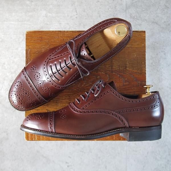 未使用★フットザコーチャー SIZE 27【定価￥70,400-★SEMI BROGUE SHOES/セミブローグ】ポリッシュレザー/濃茶/foot the coacher★k850