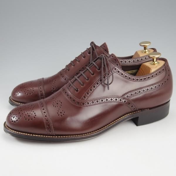 未使用★フットザコーチャー SIZE 27【定価￥70,400-★SEMI BROGUE SHOES/セミブローグ】ポリッシュレザー/濃茶/foot the coacher★k850