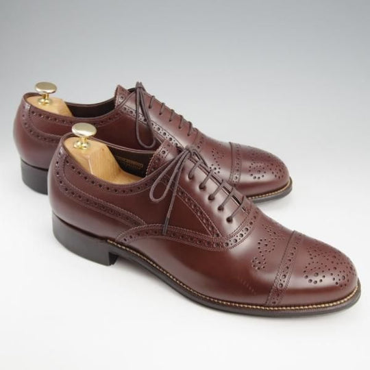 未使用★フットザコーチャー SIZE 27【定価￥70,400-★SEMI BROGUE SHOES/セミブローグ】ポリッシュレザー/濃茶/foot the coacher★k850