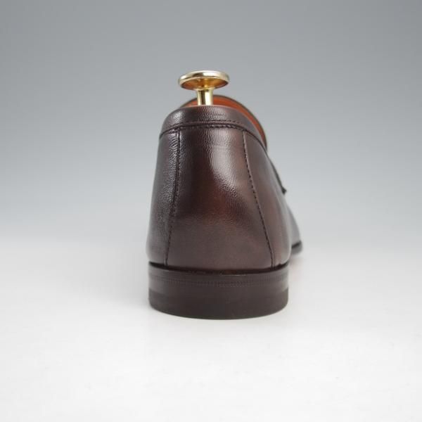 極美品★(伊)サントーニ SIZE 5.5【★コインローファー/13903】カーフ/濃茶/メンズ/Santoni★k852