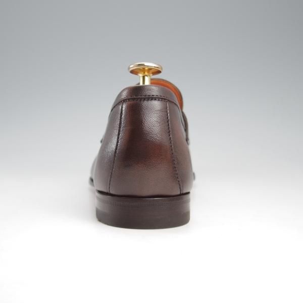 極美品★(伊)サントーニ SIZE 5.5【★コインローファー/13903】カーフ/濃茶/メンズ/Santoni★k852