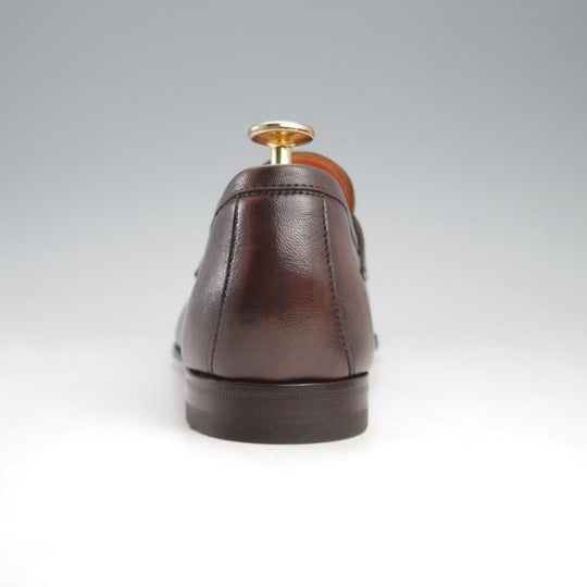 極美品★(伊)サントーニ SIZE 5.5【★コインローファー/13903】カーフ/濃茶/メンズ/Santoni★k852