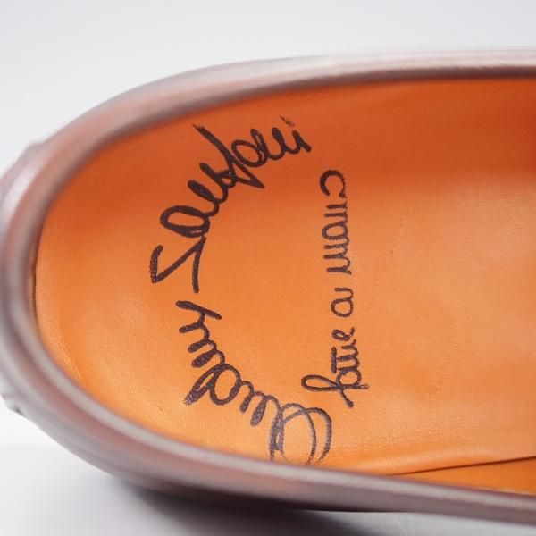 極美品★(伊)サントーニ SIZE 5.5【★コインローファー/13903】カーフ/濃茶/メンズ/Santoni★k852