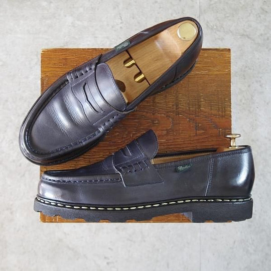 極美品★パラブーツ SIZE 8【定価￥94,600-★ランス/REIMS】コインローファー/リスレザー/NUIT/紺/メンズ/Paraboot★k860