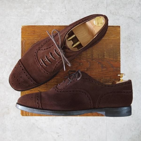 極上★チャーチ 70F/UK7【定価￥176,000-★ディプロマット/DIPLOMAT】173ラスト/セミブローグ/スエード/濃茶/メンズ/Church's★k873