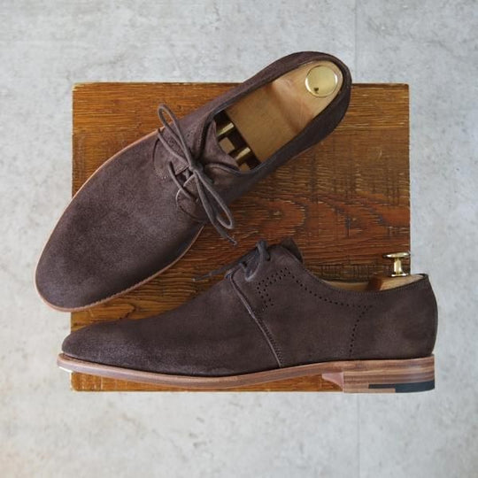 未使用★ジョンロブ 6.5E【★リース/LEITH/8695ラスト/TENSILE】Vフロント/プレーントゥ/スエード/濃茶/メンズ/JOHN LOBB★k878