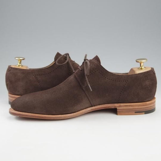 未使用★ジョンロブ 6.5E【★リース/LEITH/8695ラスト/TENSILE】Vフロント/プレーントゥ/スエード/濃茶/メンズ/JOHN LOBB★k878