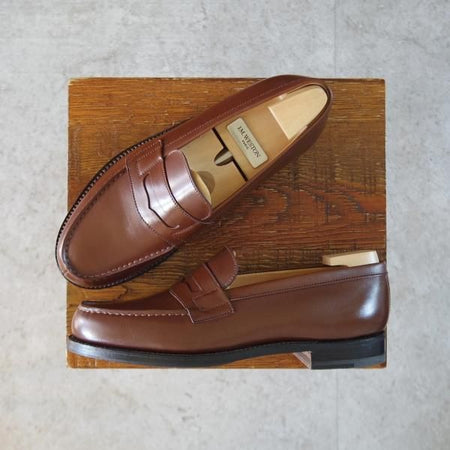 美品★J.M.ウエストン 4C【現行定価￥137,500-★180/純正シューツリー付き】コインローファー/41ラスト/茶/タン/Weston/ウェストン★k880