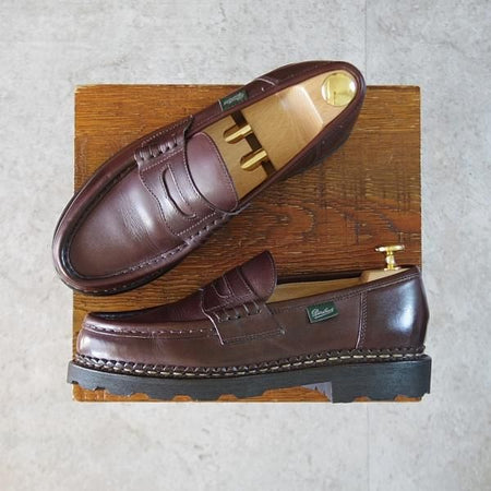 極美品★パラブーツ SIZE 5【定価￥94,600-★ランス/REIMS】カフェ/CAFE/コインローファー/リスレザー/濃茶/メンズ/Paraboot★k881