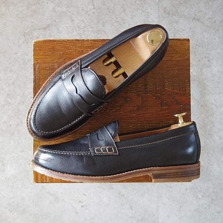 ほぼ試着程度★(独)ハインリッヒ・ディンケラッカー SIZE 6【貴重★ウィーン/WIEN】コインローファー/黒/Heinrich Dinkelacker★k890