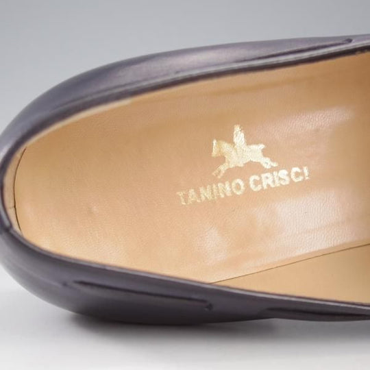 極美品★(伊)タニノクリスチー SIZE 9【定価10万円以上★タッセルローファー/紺】スリッポン/カーフ/メンズ/TANINO CRISCI★k891