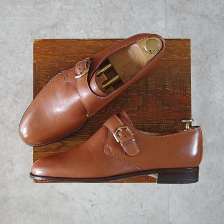 ほぼ未使用★(伊)タニノクリスチー SIZE 6【定価15万円以上★モンクストラップ/茶】シボ革/メンズ/TANINO CRISCI★k906