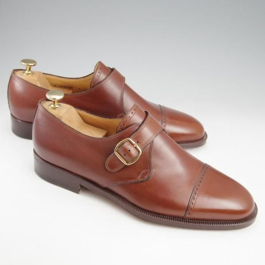 未使用★(伊)タニノクリスチー SIZE 8【デッドストック品★モンクストラップ/茶】カーフ/メンズ/TANINO CRISCI★k919