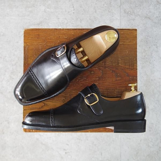 未使用★(伊)タニノクリスチー SIZE 5【デッドストック品★モンクストラップ/黒】カーフ/メンズ/TANINO CRISCI★k921