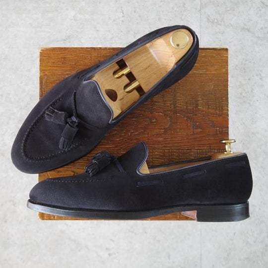 極上★クロケット&ジョーンズ 8.5E【定価￥99,000-★CAVENDISH 3/キャベンディッシュ】タッセルローファー/紺/Crockett&Jones★k927