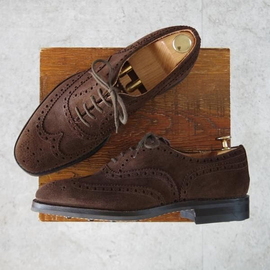 未使用★チャーチ 70F/UK7【デッドストック品★旧チャーチ/73ラスト/ダイナイトソール仕様】フルブローグ/スエード/濃茶/Church's★k931