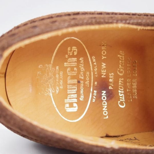 未使用★チャーチ 70F/UK7【デッドストック品★旧チャーチ/73ラスト/ダイナイトソール仕様】フルブローグ/スエード/濃茶/Church's★k931