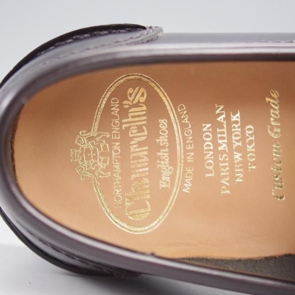 未使用★チャーチ 75F/UK7.5【モデル定価￥157,300-★コインローファー/Pembrey】126ラスト/ビーフロール/黒×白/メンズ/Church's★k937