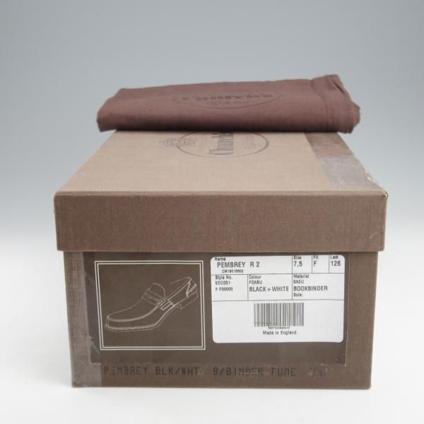 未使用★チャーチ 75F/UK7.5【モデル定価￥157,300-★コインローファー/Pembrey】126ラスト/ビーフロール/黒×白/メンズ/Church's★k937