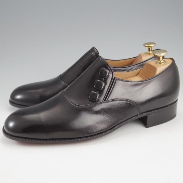 未使用★銀座ヨシノヤ SIZE 26【小笠原シューズ製★サイドエラスティック】カーフ/黒/メンズ/Ginza Yoshinoya★k940