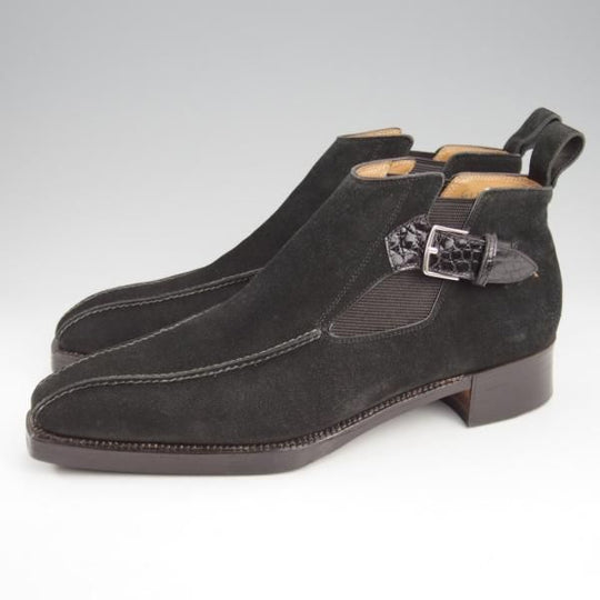 極上★(浅草)ギルド・オブ・クラフツ US6.5D程度【税込上代￥330,000-★最上級/フルハンドメイド】サイドゴアブーツ/クロコ/黒★k954